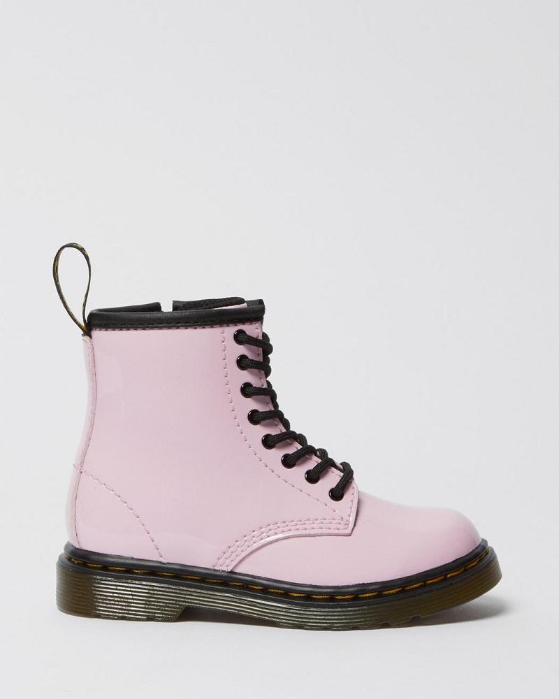 Kids' Dr Martens Toddler 1460 Patent Leather Lace Up Boots Pink | AU 701FDN